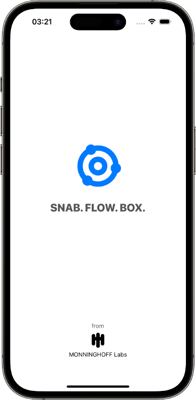 SNAB app SNAB. FLOW. BOX.